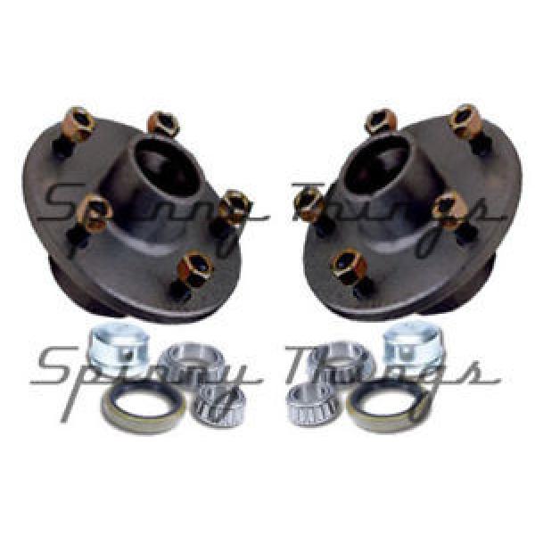 Trailer Hubs (PAIR) FORD 5 stud w/ FORD bearings. Caravan Camper Box Car #5 image